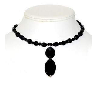 Black Choker With Onyx Pendant | AngieShel Designs